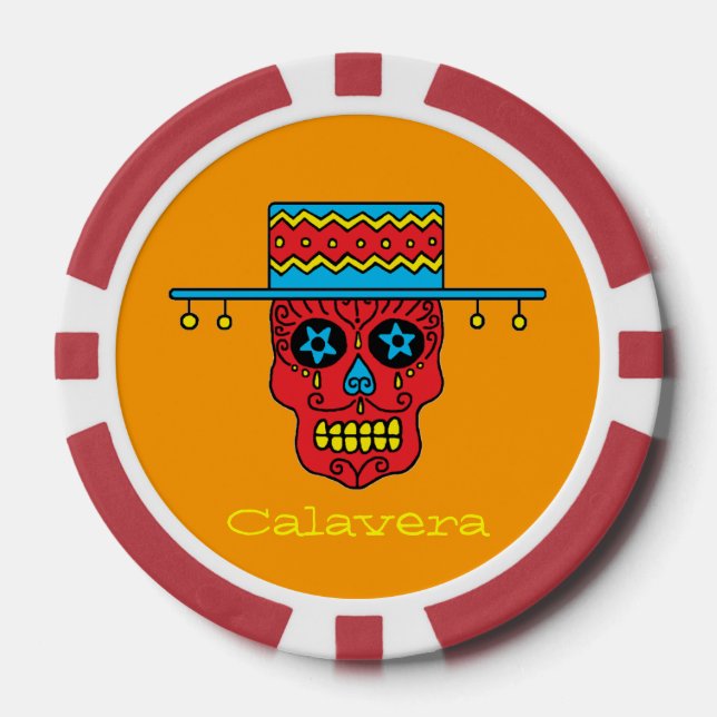 Gaucho Sugar Skull Poker Chips (Front)