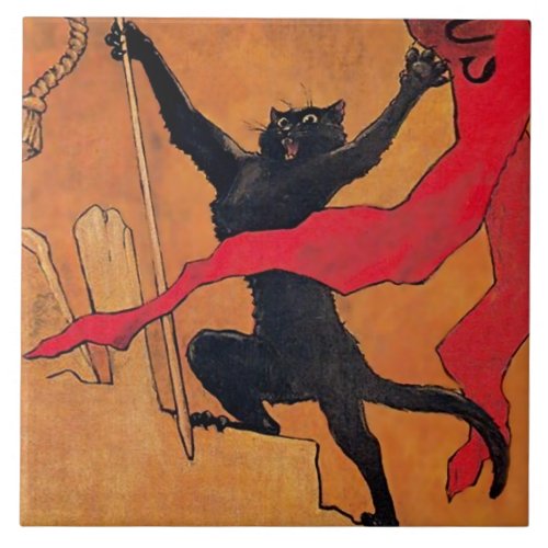 Gaudeamus Cat by Theophile Steinlen Ceramic Tile