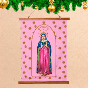 Gaudete! (Rejoice!) with Standing BVM Advent Hanging Tapestry