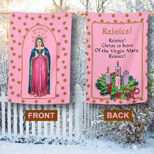 Gaudete! (Rejoice!) with Standing BVM Advent House Flag