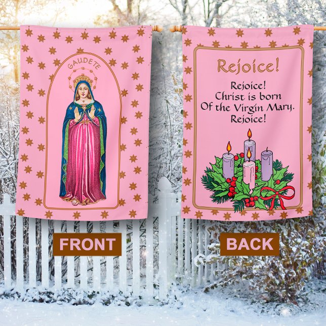 Gaudete! (Rejoice!) with Standing BVM Advent House Flag (Creator Uploaded)