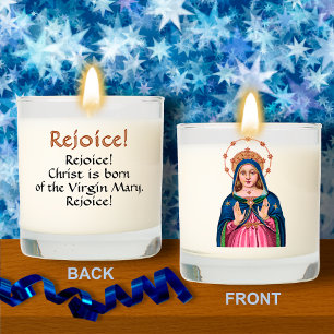 Gaudete Sunday Advent Candle with the BVM & Text
