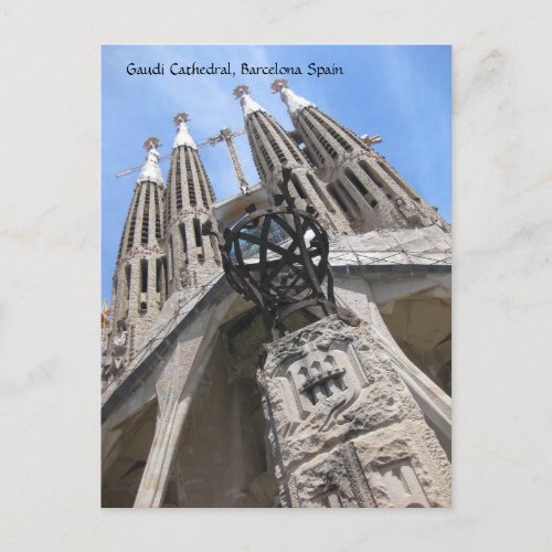 Gaudi Cathedral Barcelona Spain Postcard