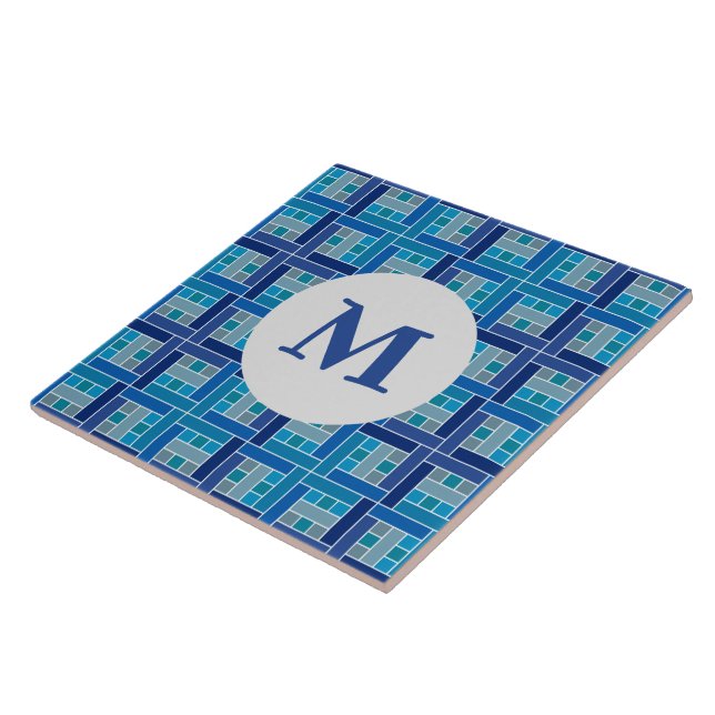 Gaudí cobalt blue square mosaic ceramic tile (Side)