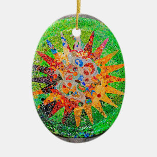 Gaudi Detail Green Ceramic Ornament