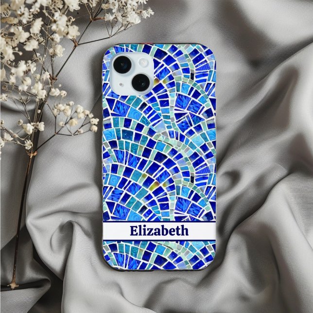 Gaudi Inspired Blue Wave Mosaic Pattern Iphone Case (Creator Uploaded)