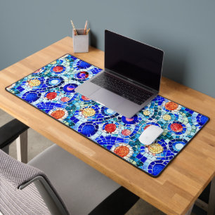 Gaudi Inspired Multicolor Mosaic Pattern Desk Mat