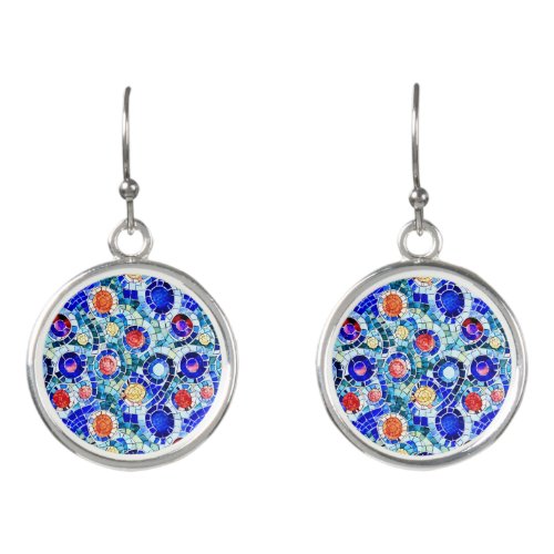 Gaudi Inspired Multicolor Mosaic Pattern Earrings