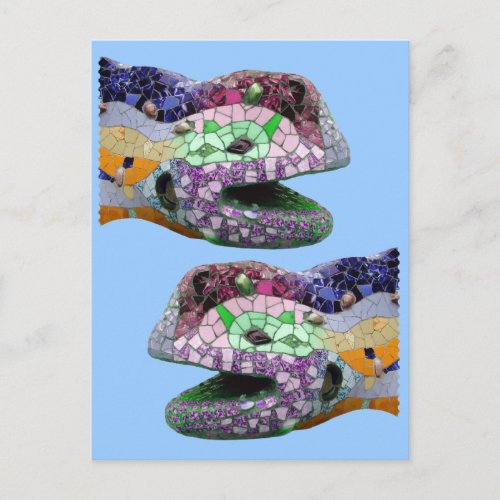 Gaudi Lizard Head Mosaics Postcard