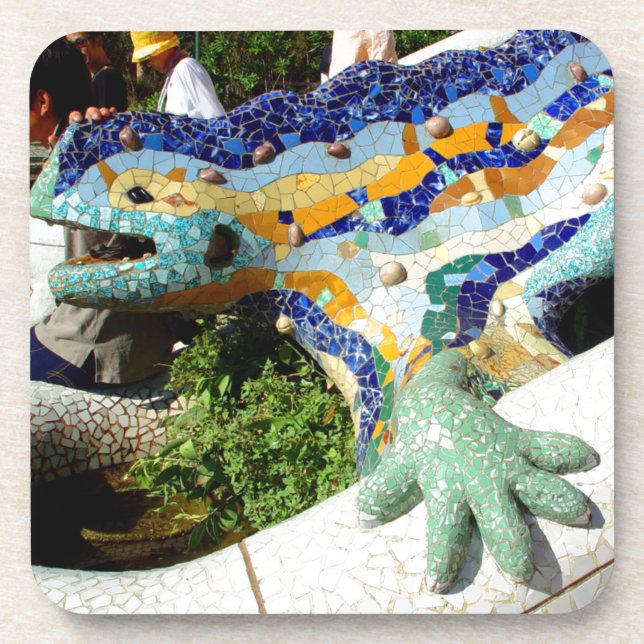 Gaudi Lizard Mosaics Beverage Coaster (Front)