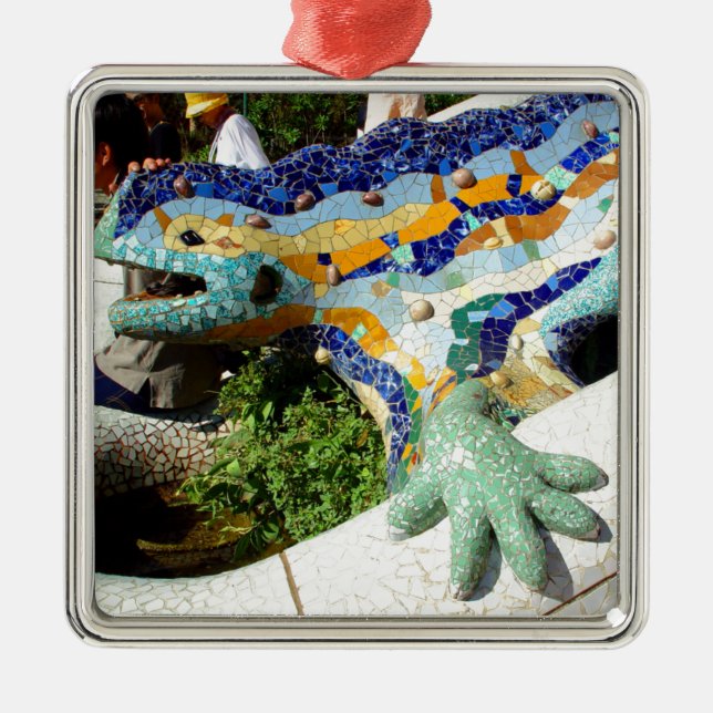 Gaudi Lizard Mosaics Metal Ornament (Front)