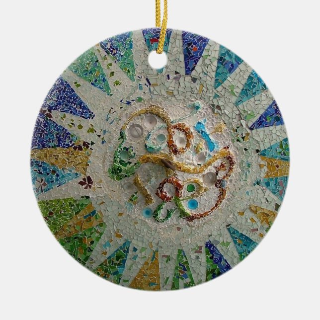 Gaudi Mosaic Ceramic Ornament (Front)