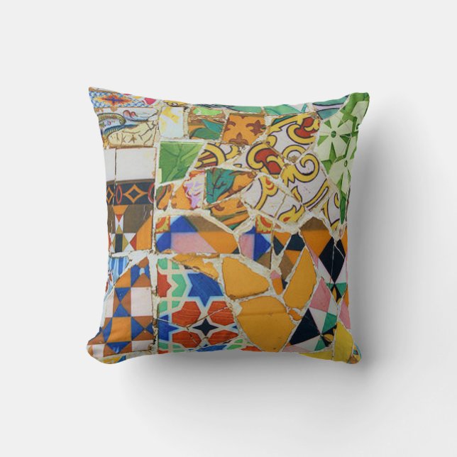 Gaudi Mosaic Throw Pillow (Front)