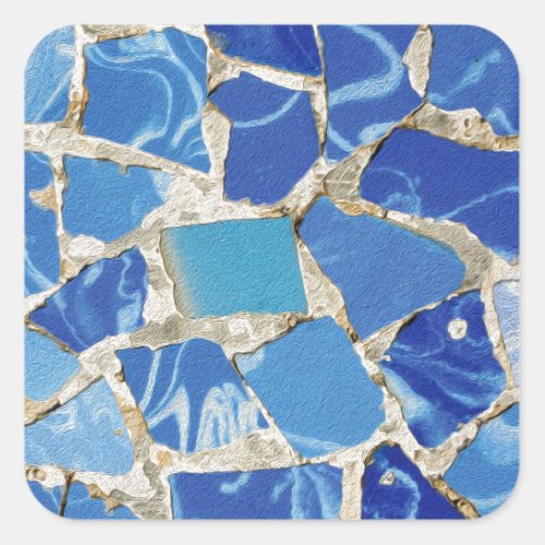 Gaudi Mosaics With an Oil Touch Square Sticker