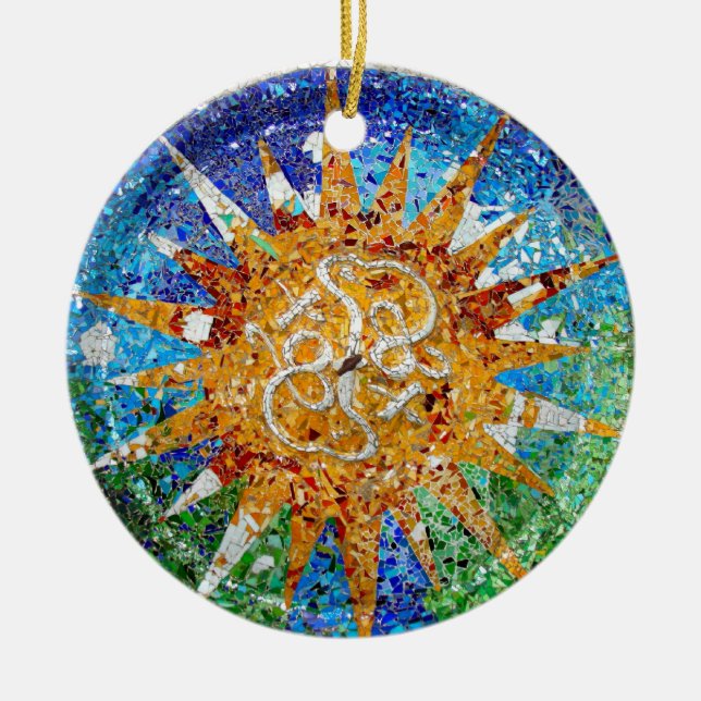 Gaudi Sunburst Mosaic Ornament (Front)