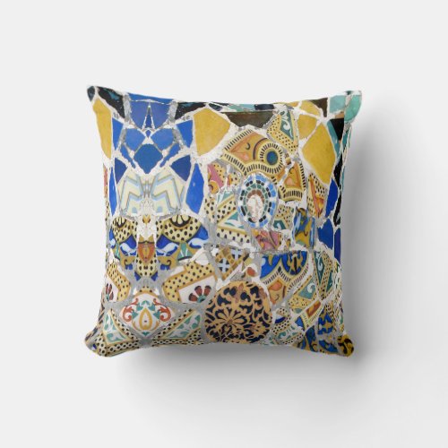 Gaudi Yellow Tiles _ Mirror Throw Pillow