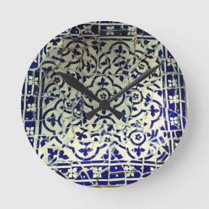 Gaudi's Park Guell Mosaic Tiles Barcelona Round Clock