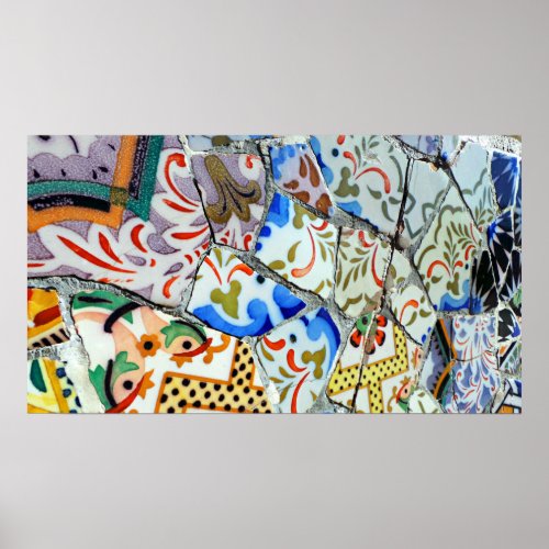 Gaudis Park Guell Mosaic Tiles Poster