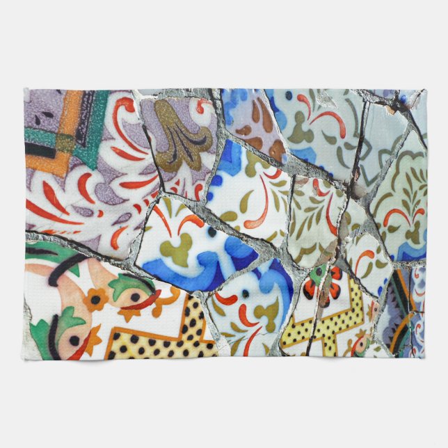 Gaudi's Park Guell Mosaic Tiles Towel (Horizontal)