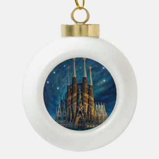 Gaudi's Starry Dream | Barcelona Sagrada Familia Ceramic Ball Christmas Ornament