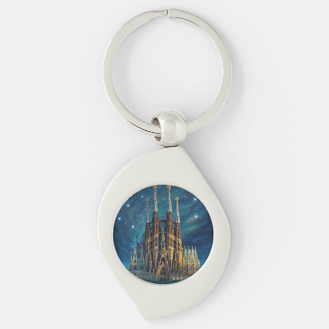 Gaudi's Starry Dream | Barcelona Sagrada Familia Keychain (Front)