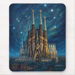Gaudi's Starry Dream   Barcelona Sagrada Familia Mouse Pad