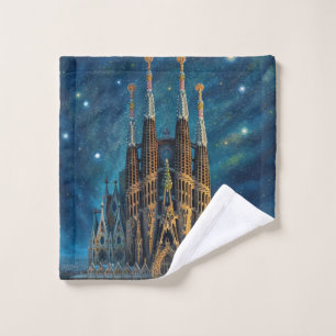 Gaudi's Starry Dream   Barcelona Sagrada Familia Wash Cloth