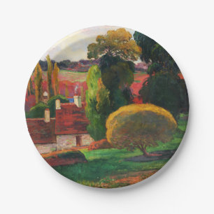 Gauguin A Farm in Brittany Vintage Landscape Art Paper Plates