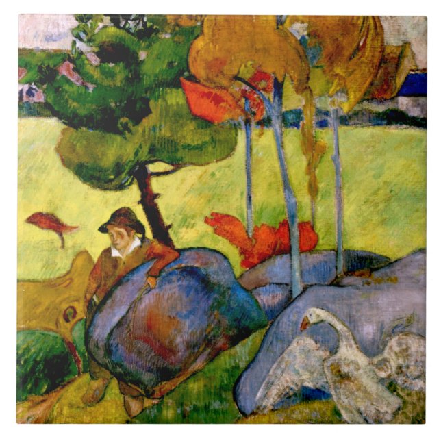 Gauguin - Breton Boy in a Landscape Ceramic Tile (Front)