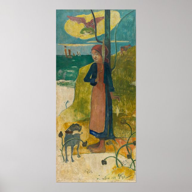 Gauguin - Breton Girl Spinning 1889 Poster (Front)