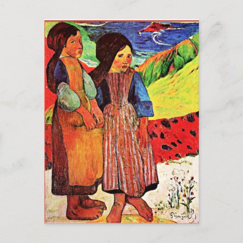 Gauguin _ Breton Girls by the Sea Postcard