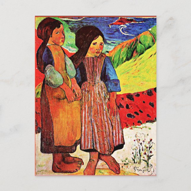 Gauguin - Breton Girls by the Sea Postcard (Front)