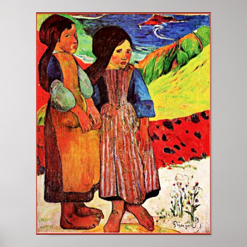 Gauguin _ Breton Girls by the Sea Poster