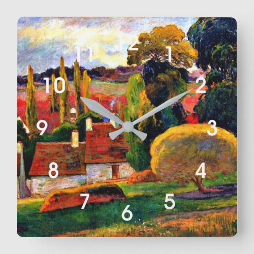 Gauguin Farm in Brittany 1894 painting Square Wall Clock
