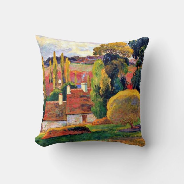 Gauguin: Farm in Brittany, fine art painting Throw Pillow (Front)