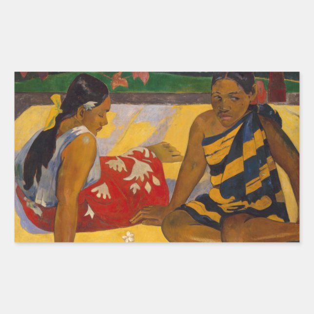 Gauguin French Polynesia Tahiti Women Painting Rectangular Sticker (Front)