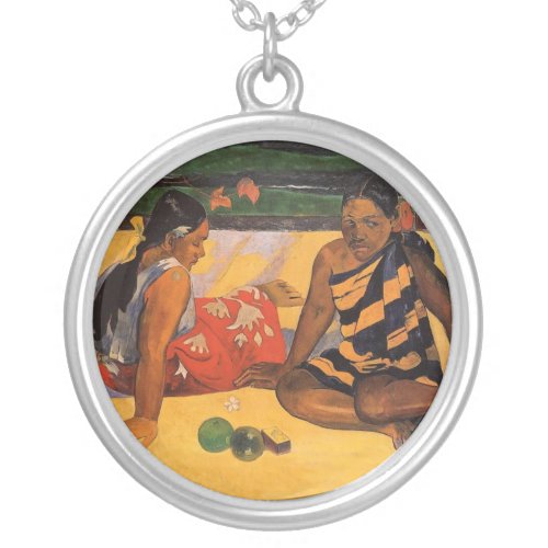 Gauguin French Polynesia Tahiti Women Painting Silver Plated Necklace