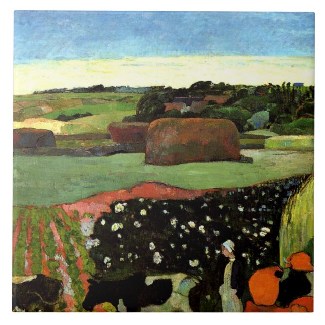 Gauguin - Haystacks in Brittany, Ceramic Tile (Front)