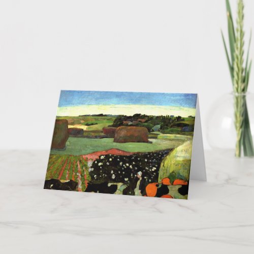 Gauguin _ Haystacks in Brittany fine art painting Card