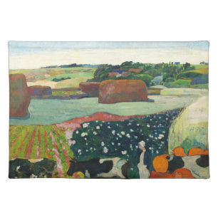 Gauguin Haystacks in Brittany Vintage Art Poster Cloth Placemat