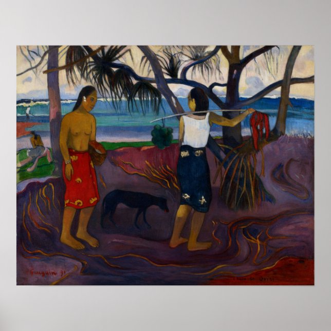 Gauguin - I Raro Te Oviri (Under Pandanus) 1891 Poster (Front)