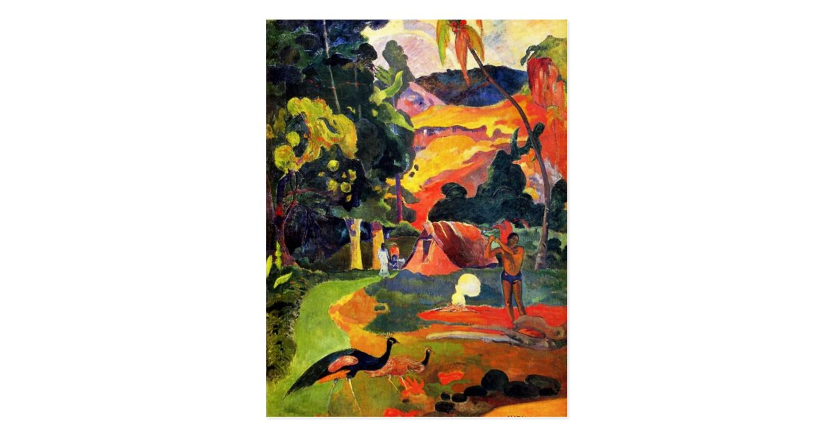Gauguin Landscape With Peacocks Postcard Zazzle Com Gauguin Landscape With Peacocks Postcard Zazzle Com