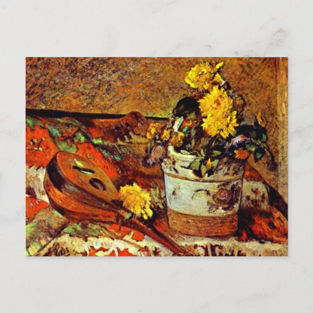 Gauguin - Mandolina and Flowers-1883 Postcard (Front)