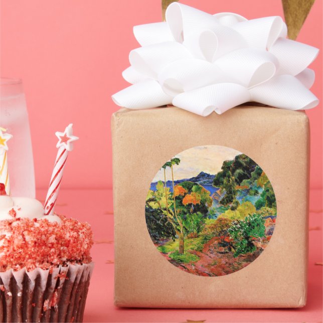 Gauguin - Martinique Landscape Classic Round Sticker (Party)