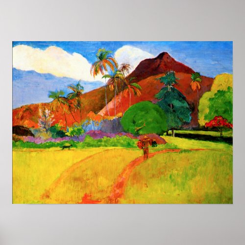 Gauguin Mountains in Tahiti Poster