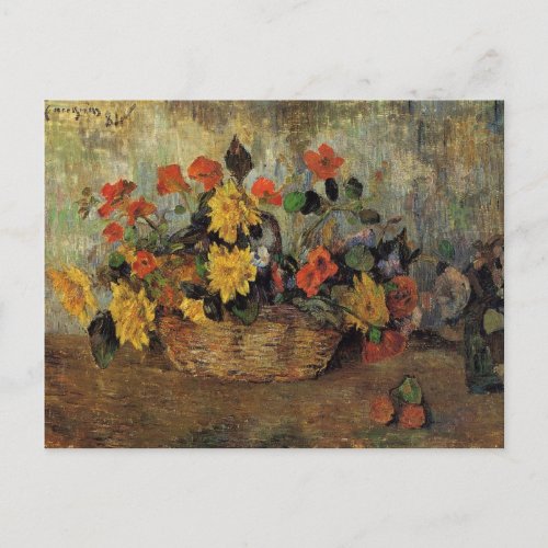 Gauguin _ Nasturtiums and Dahlias in a Basket Postcard