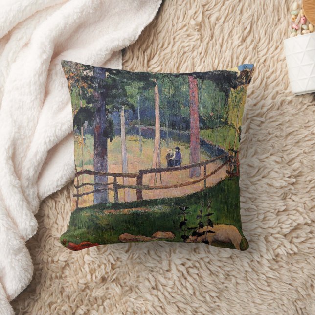 Gauguin - Nostalgic Promenade, fine art, Throw Pillow (Blanket)