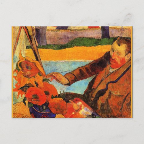 Gauguin painting Van Gogh Painting Sunflowers Postcard