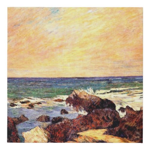Gauguin _ Rocks and Sea 1886 painting Faux Canvas Print