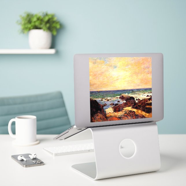 Gauguin - Rocks and Sea, 1886, painting Sticker (Laptop On Desk)